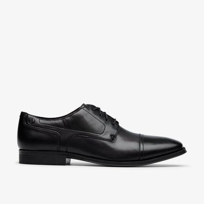 Clarks Men Paulton Cap Black Leather