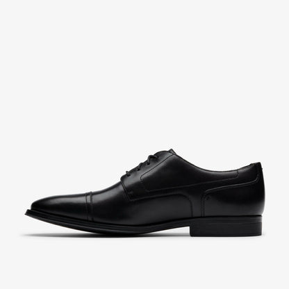 Clarks Men Paulton Cap Black Leather