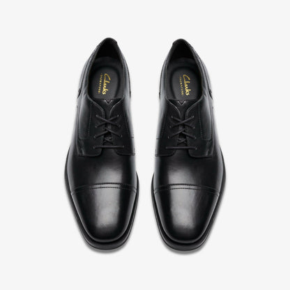 Clarks Men Paulton Cap Black Leather