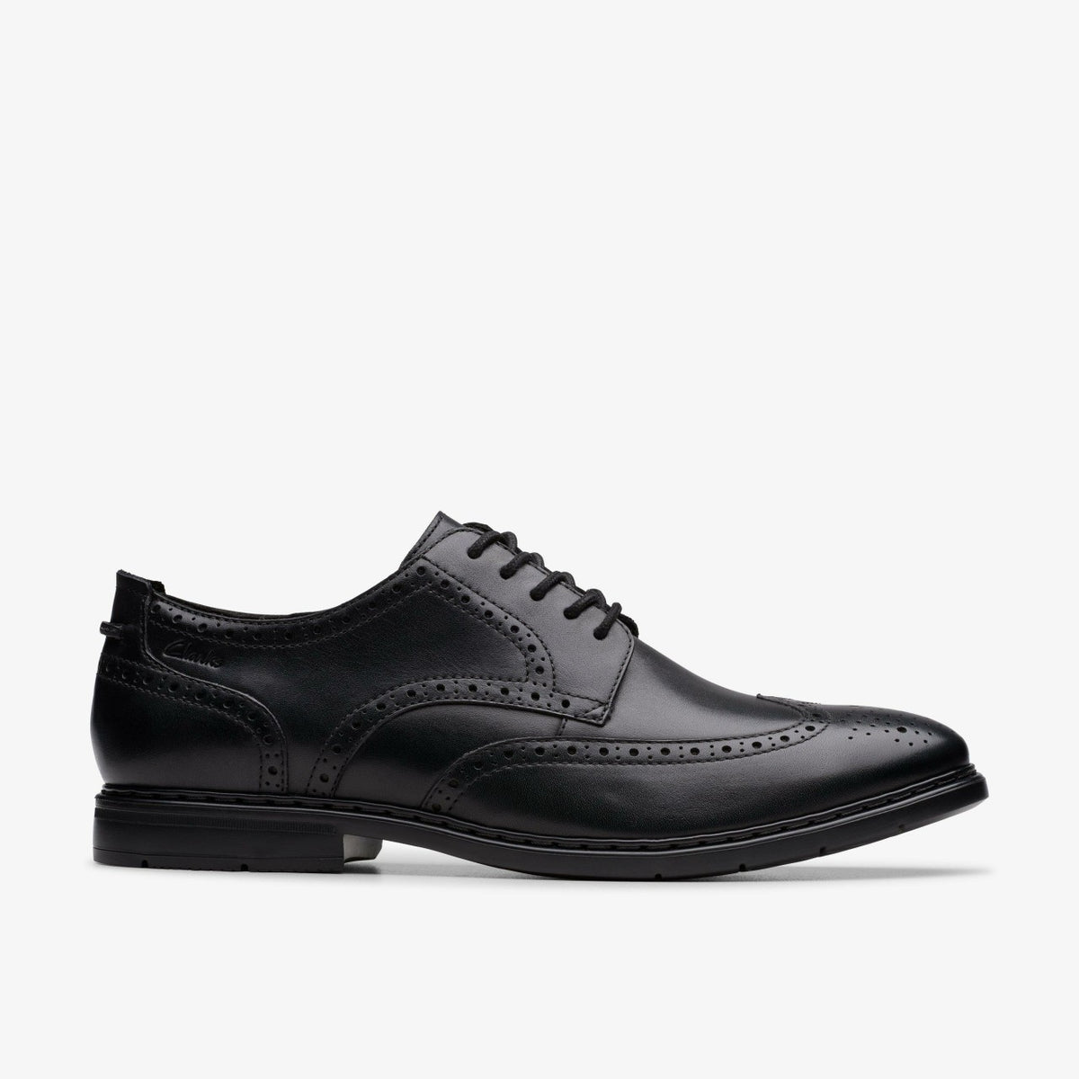 Clarks Men Banbury Tip Black Leather