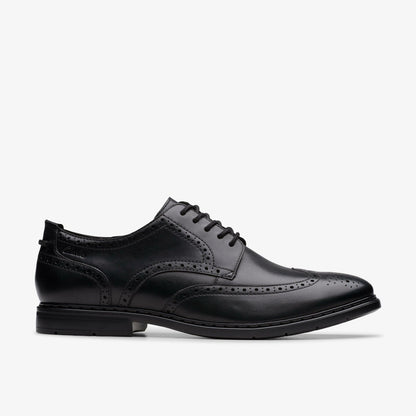 Clarks Men Banbury Tip Black Leather