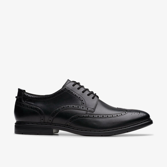 Clarks Men Banbury Tip Black Leather