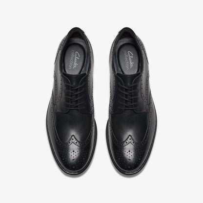 Clarks Men Banbury Tip Black Leather