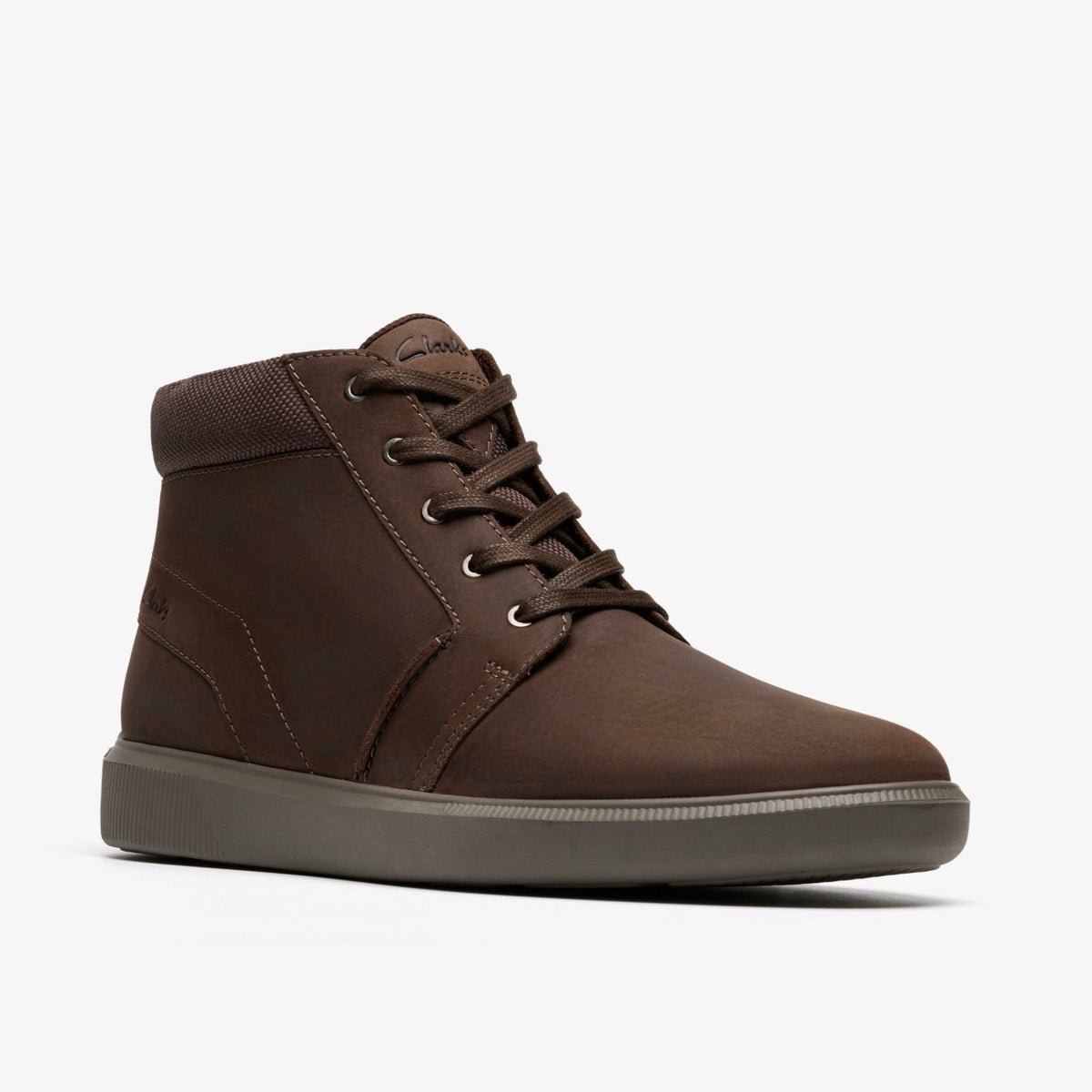 Clarks Men Brodin Mid Dark Brown Leather
