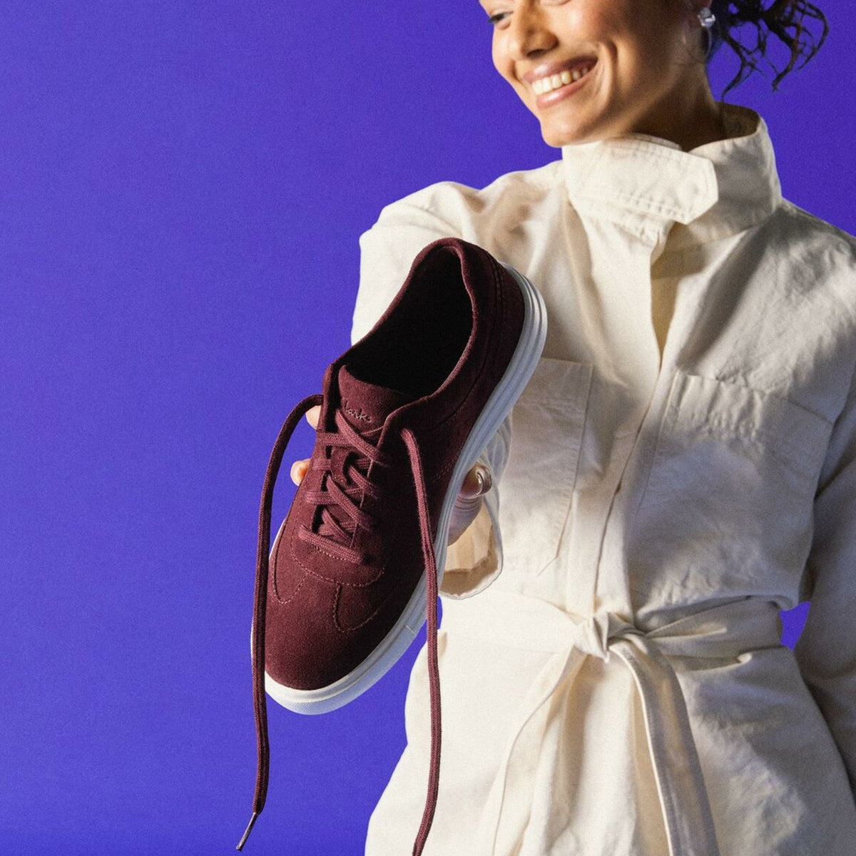 Clarks Women Makea Court Burgundy Suede
