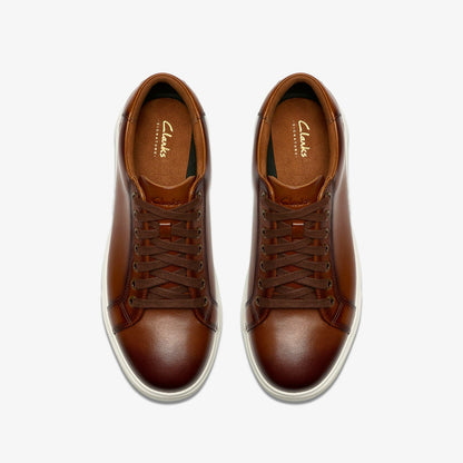 Clarks Men Goswell Tie Tan Leather