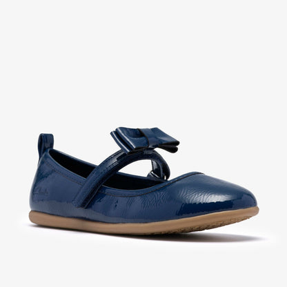 Clarks Kids Charm Bow Kid Navy Patent