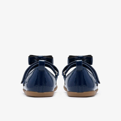 Clarks Kids Charm Bow Kid Navy Patent