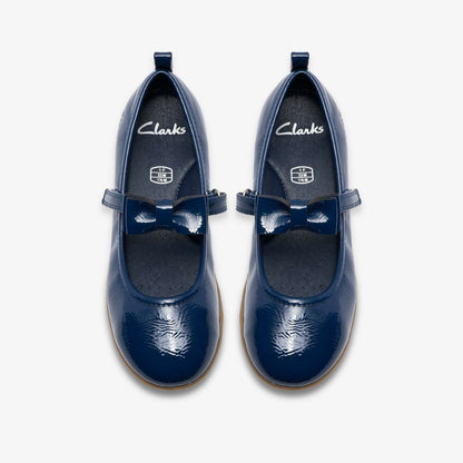 Clarks Kids Charm Bow Kid Navy Patent