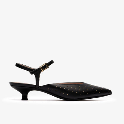 Clarks Women Pisa Stud Black Leather