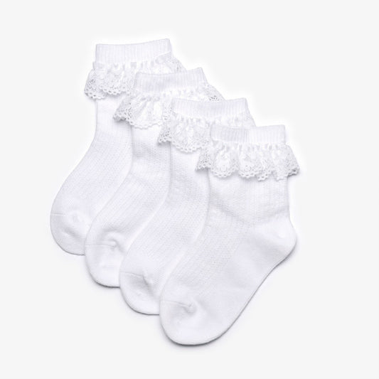 Clarks Kids Frilly Socks White 4 Pack 1-2 Years White