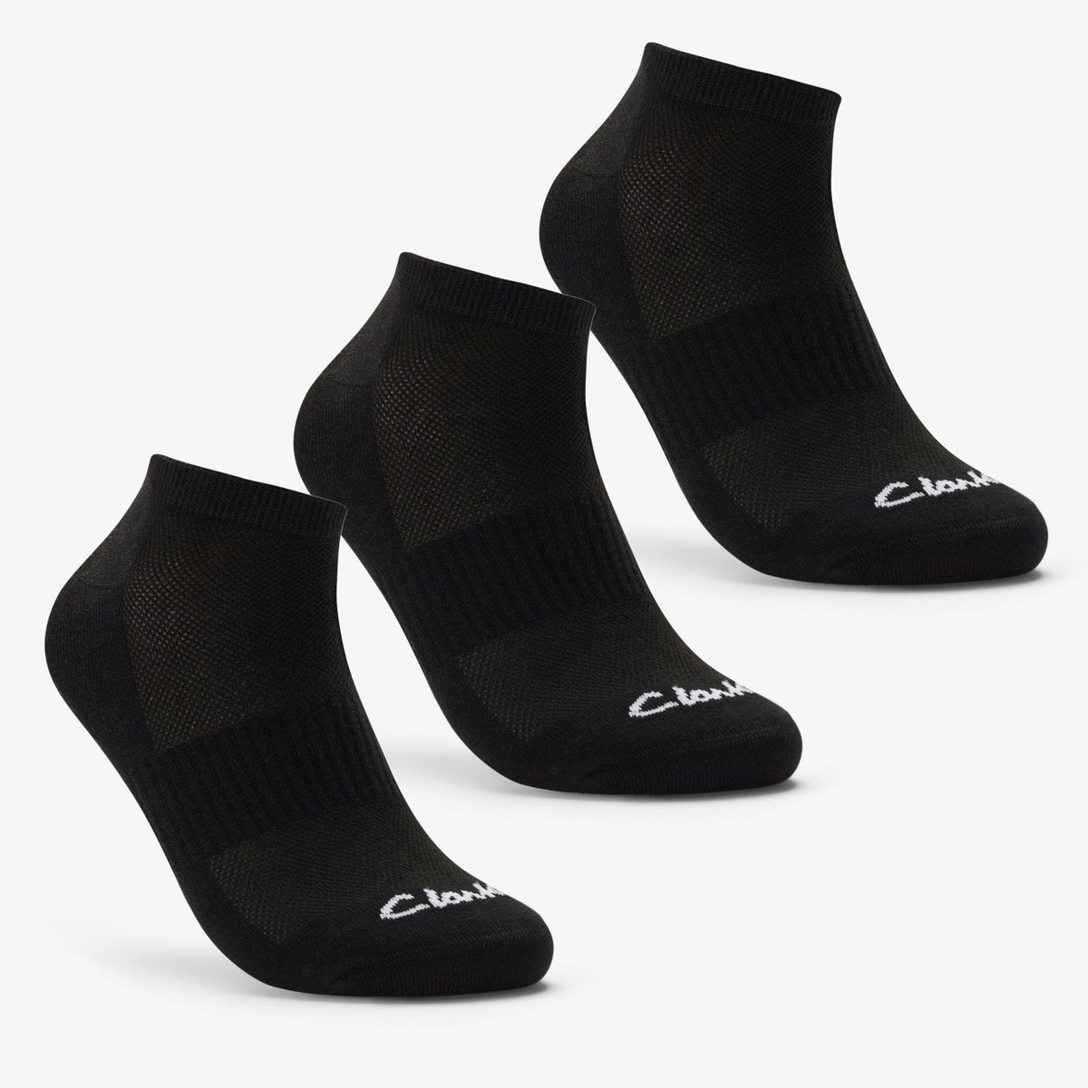 Clarks Men Ankle Socks 3 Pack Size 6-11 Black Black