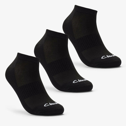 Clarks Men Ankle Socks 3 Pack Size 6-11 Black Black