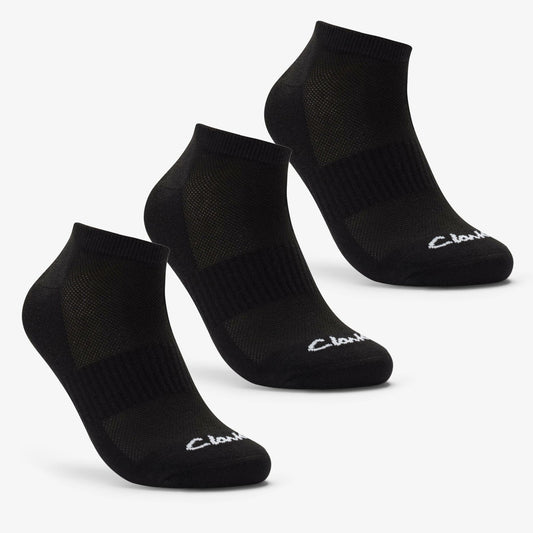 Clarks Men Ankle Socks 3 Pack Size 6-11 Black Black