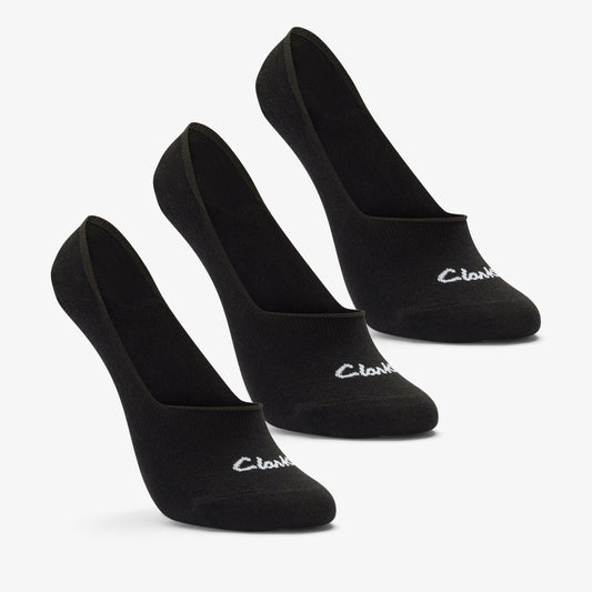 Clarks Women Sock Liners 3 Pack Size 2-8 Black Black