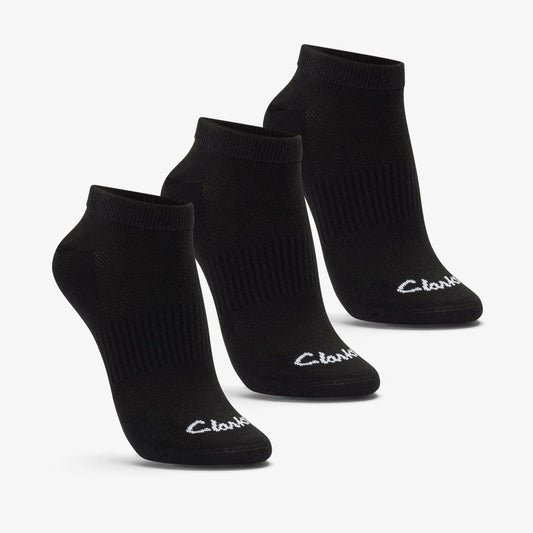 Clarks Women Ankle Socks 3 Pack Size 2-8 Black Black