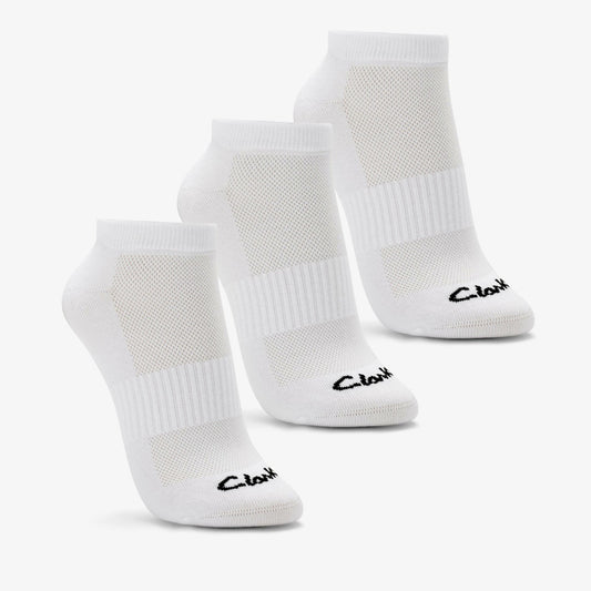 Clarks Women Sports Ankle Socks 3 Pack Size 2-8 White